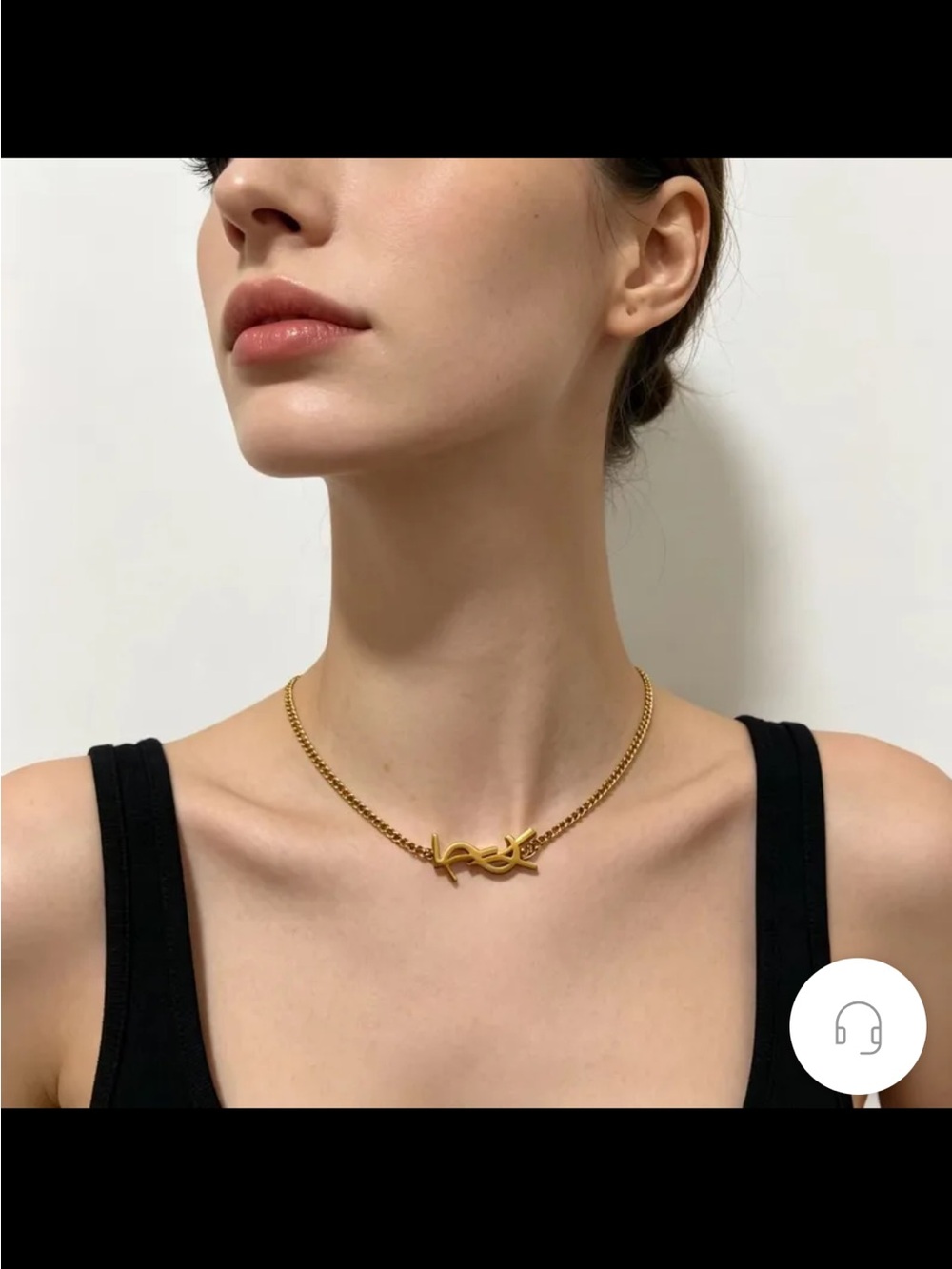 Gold Script Pendant Chain Necklace - Women Jewelry